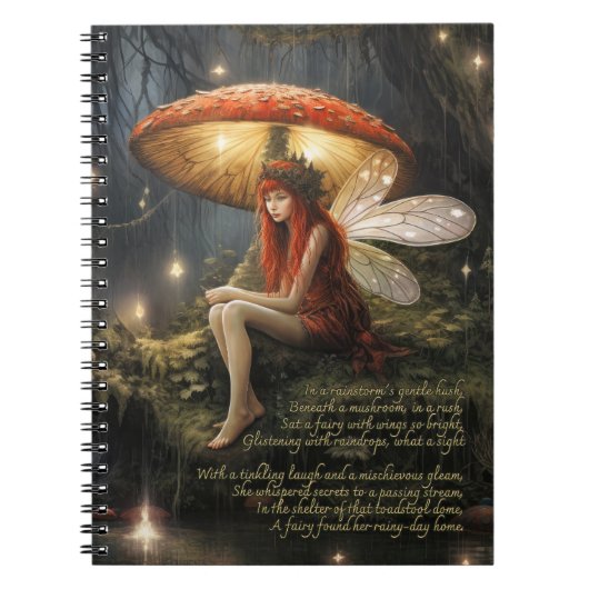 Faerie onder paddenstoel in de regen notitieboek (Voorkant)