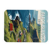 Faeröer Denemarken Reiskunst Vintage Magneet (Horizontaal)