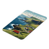 Faeröer Denemarken Reiskunst Vintage Magneet (Linkerzijde)