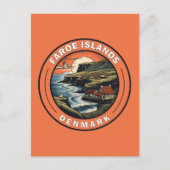 Faeröer Denemarken Reizen Art Badge Briefkaart (Voorkant)