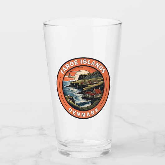 Faeröer Denemarken Reizen Art Badge Glas (Voorkant)