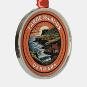 Faeröer Denemarken Reizen Art Badge Metalen Ornament (Rechts)