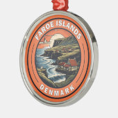 Faeröer Denemarken Reizen Art Badge Metalen Ornament (Links)