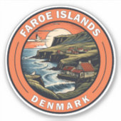 Faeröer Denemarken Reizen Art Badge Sticker (Voorkant)
