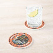 Faeröer Denemarken Reizen Art Badge Zandsteen Onderzetter (Zijkant)