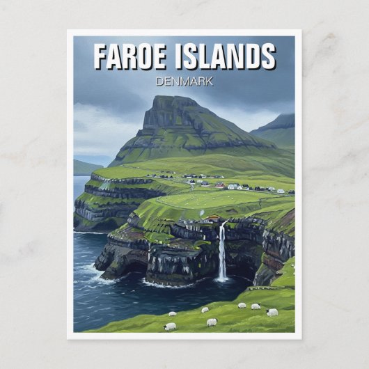 Faeröer Denemarken Reizen Briefkaart (Voorkant)
