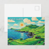 Faeröer Denemarken Reizen Briefkaart (Voorkant / Achterkant)