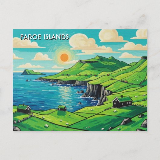 Faeröer Denemarken Reizen Briefkaart (Voorkant)