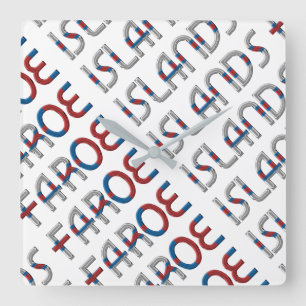 Faeröer Denemarken Typografie voor vlaggenkleuren Vierkante Klok