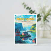 Faeröer Denemarken vintage reisillustratie Briefkaart (Staand voorkant)