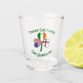 Faeröer Islander Ierse Amerikaanse vlaggen Shamroc Shot Glas (Voorkant)