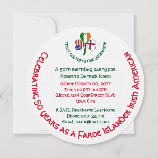 Faeröer Islander Ierse Verenigde Staten Shamrock V Kaart (Voorkant)