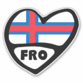 Faeröer Landcode Vlag voor Hart Sticker (Voorkant)
