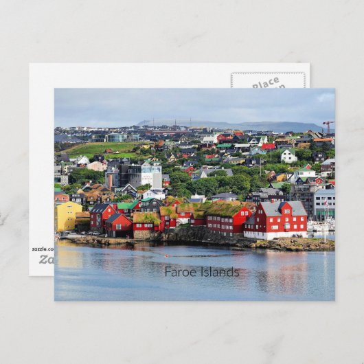 Faeröer, panoramisch uitzicht van Torshavn Briefkaart (Voorkant / Achterkant)
