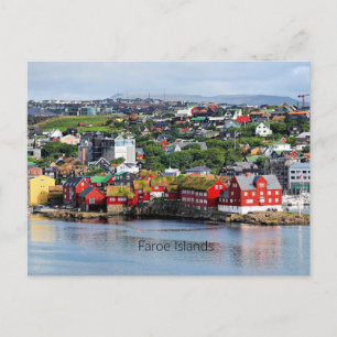 Faeröer, panoramisch uitzicht van Torshavn Briefkaart