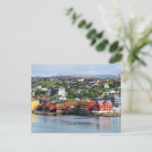 Faeröer, panoramisch uitzicht van Torshavn, kaart (Staand voorkant)