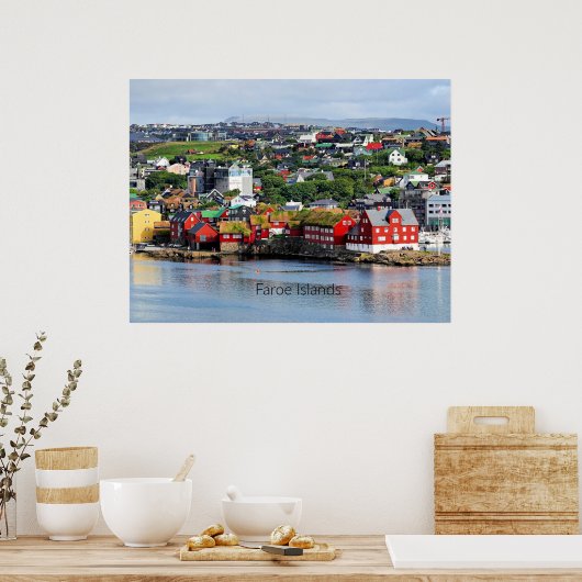 Faeröer, panoramisch uitzicht van Torshavn Poster (Keuken)