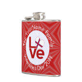 Faeröer Rode LOVE Vlag gepersonaliseerd Heupfles (Links)