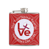 Faeröer Rode LOVE Vlag gepersonaliseerd Heupfles (Voorkant)