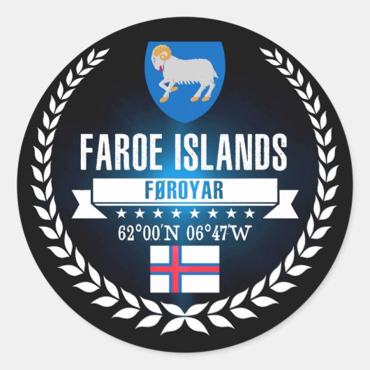 Faeröer Ronde Sticker (Voorkant)