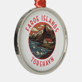 Faeröer Tórshavn Retro Noodcirkel Metalen Ornament (Rechts)