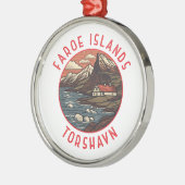 Faeröer Tórshavn Retro Noodcirkel Metalen Ornament (Links)