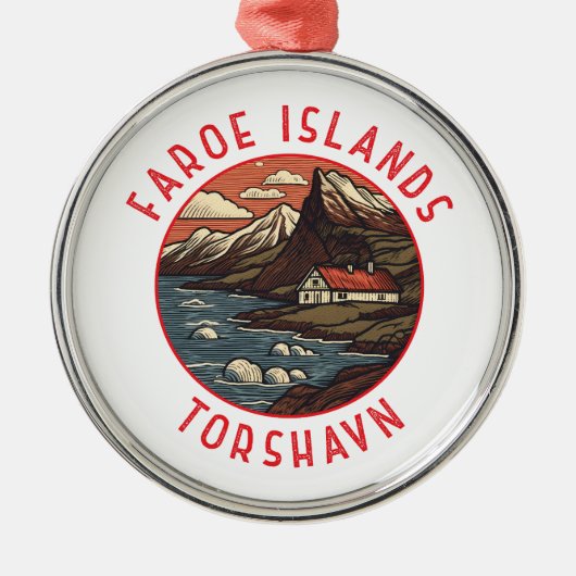 Faeröer Tórshavn Retro Noodcirkel Metalen Ornament (Voorkant)