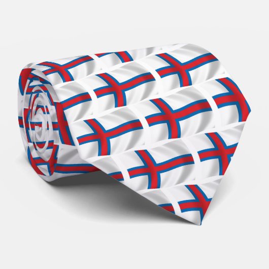 Faeröer Vlag Knoop Stropdas (Opgerold)