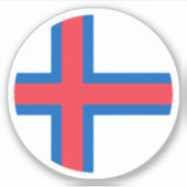 Faeröer Vlag Ronde Sticker (Voorkant)
