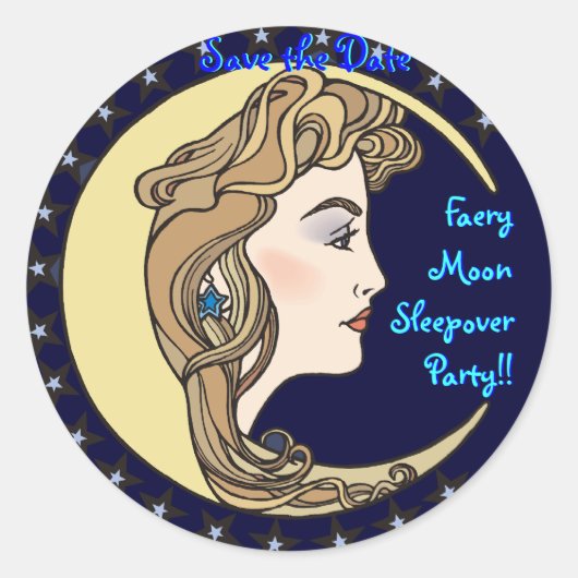 Faery Moon Sleepover Party envelopverzegeling Ronde Sticker (Voorkant)