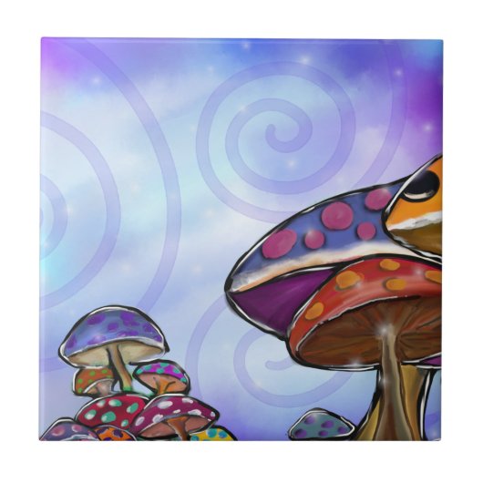 Faery Mushroom Art Tegeltje (Voorkant)