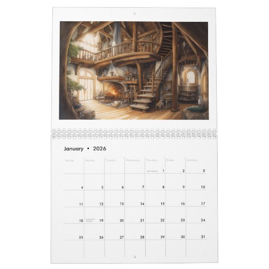 Faery Tale Treehouse Interiors 2024 Calendar Kalender (Jan 2026)