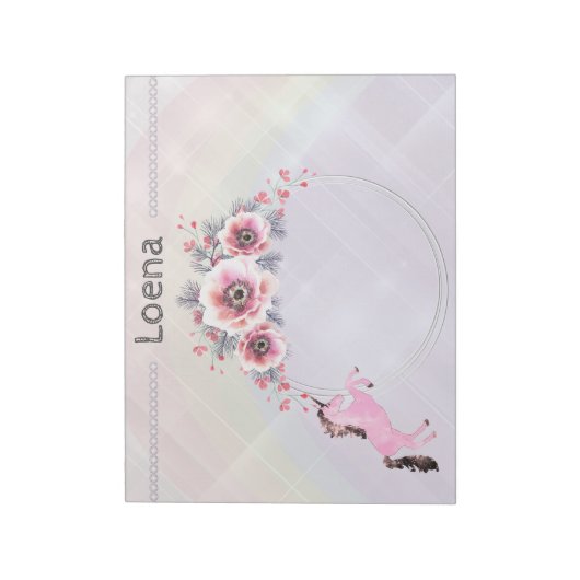 Faetastic unicorn roze personaliseer notepad notitieblok (Linkerzijde)