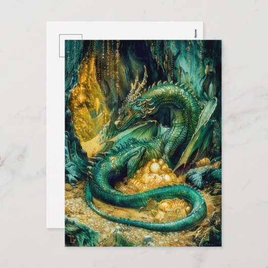 Fafnir bewaakt de Nibelung schat Feestdagenkaart (Voorkant / Achterkant)