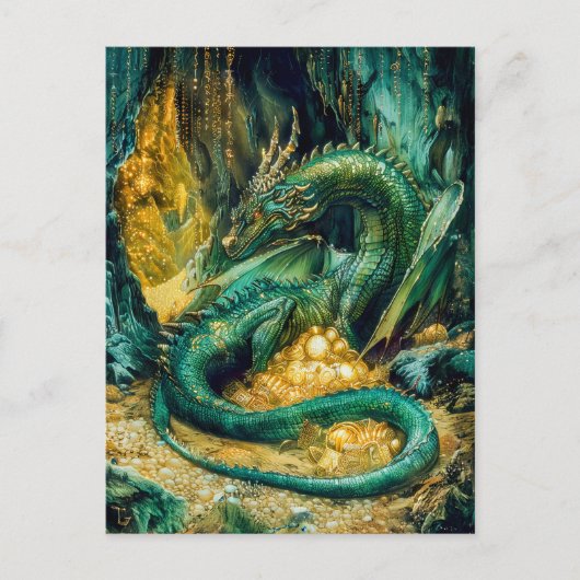 Fafnir bewaakt de Nibelung schat Feestdagenkaart (Voorkant)