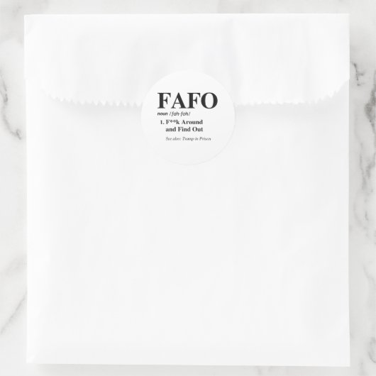 FAFO-definitie Ronde Sticker (Tas)