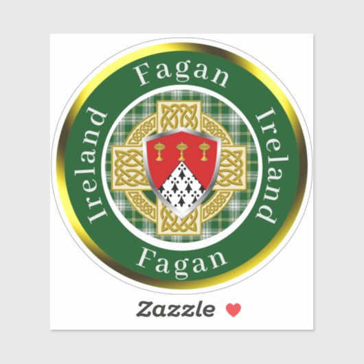 Fagan Shield & Celtic Cross gepersonaliseerd Sticker (Vel)
