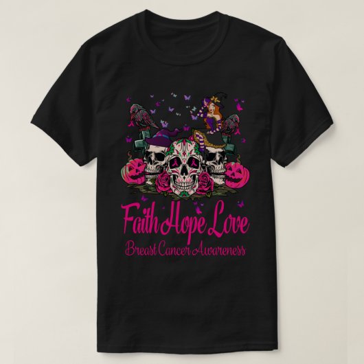 Faight Hope Love Pumpkin Breast Cancer, Sugar Skul T-shirt (Design voorkant)