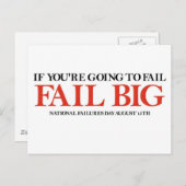 Fail Big (Nationale dag van mislukkingen) Briefkaart (Voorkant / Achterkant)