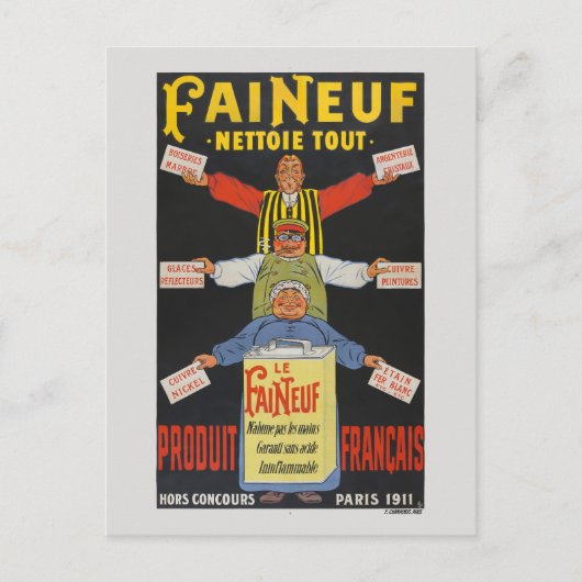 Faineuf Frankrijk Vintage Poster 1911 Briefkaart (Voorkant)