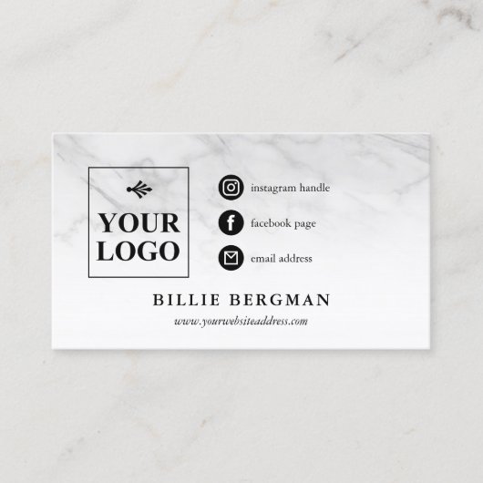 Faint Marble Social Media Iconen Uw Logo Visitekaartje (Voorkant)