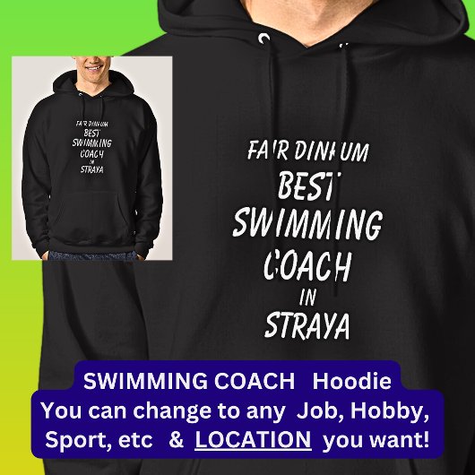Fair Dinkum BESTE ZWEMCOACH in Straya Hoodie