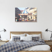 Fair Ground Roundabout in een oude Franse stad Canvas Afdruk (Insitu (Slaapkamer))