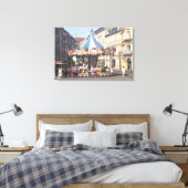 Fair Ground Roundabout in een oude Franse stad Canvas Afdruk (Insitu (Slaapkamer))