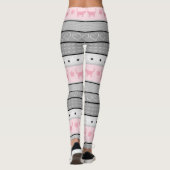 Fair Isle Cat Pattern, Grey & Roze Leggings (Achterkant)