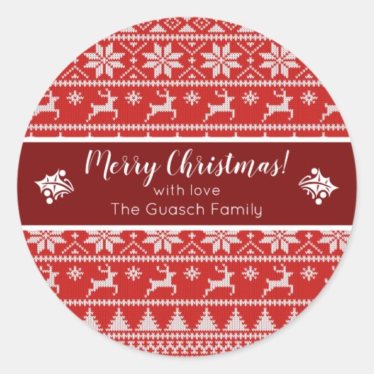 Fair Isle Christmas Ronde Sticker (Voorkant)