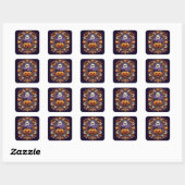 Fair Isle/Colorwork  Halloween/herfst Vierkante Sticker (Vel)