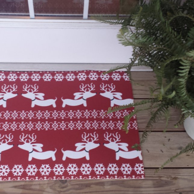 Fair Isle Dachshund Kerstdeurmat Wiener Hond Deurmat (Creator heeft geüpload)