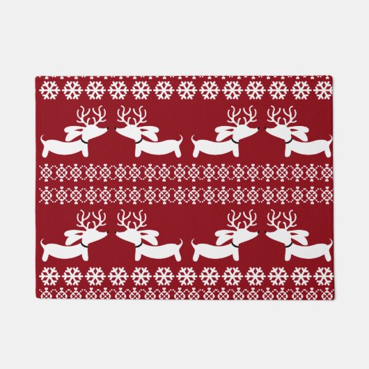 Fair Isle Dachshund Kerstdeurmat Wiener Hond Deurmat (Voorkant)