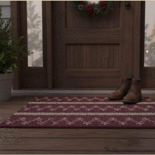 Fair Isle Gebreid Patroon Bordeaux Deurmat